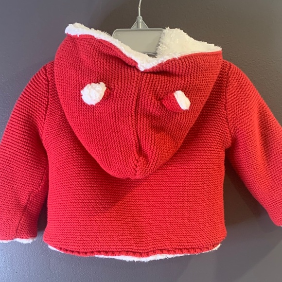 Carter’s Red Knit Baby Jacket with White Trim size 12M - Picture 4 of 5